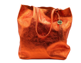 The 'Bessie' Italian Leather Shopper in Sunset Opulent Orange