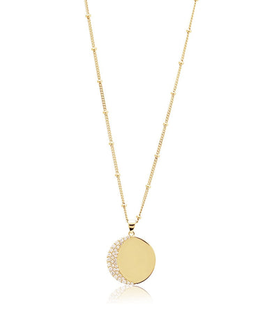 Moon Disc Gold Necklace