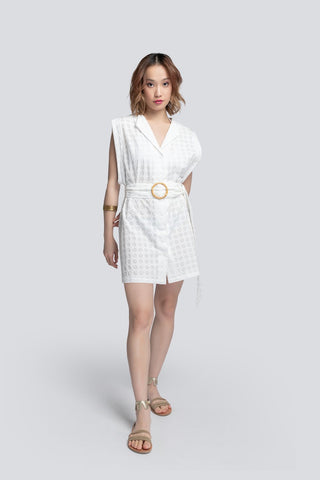 PHOEBE SHORT BELTED COVER UP IN WHITE