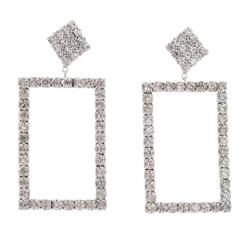 Square Crystal Stud Earring